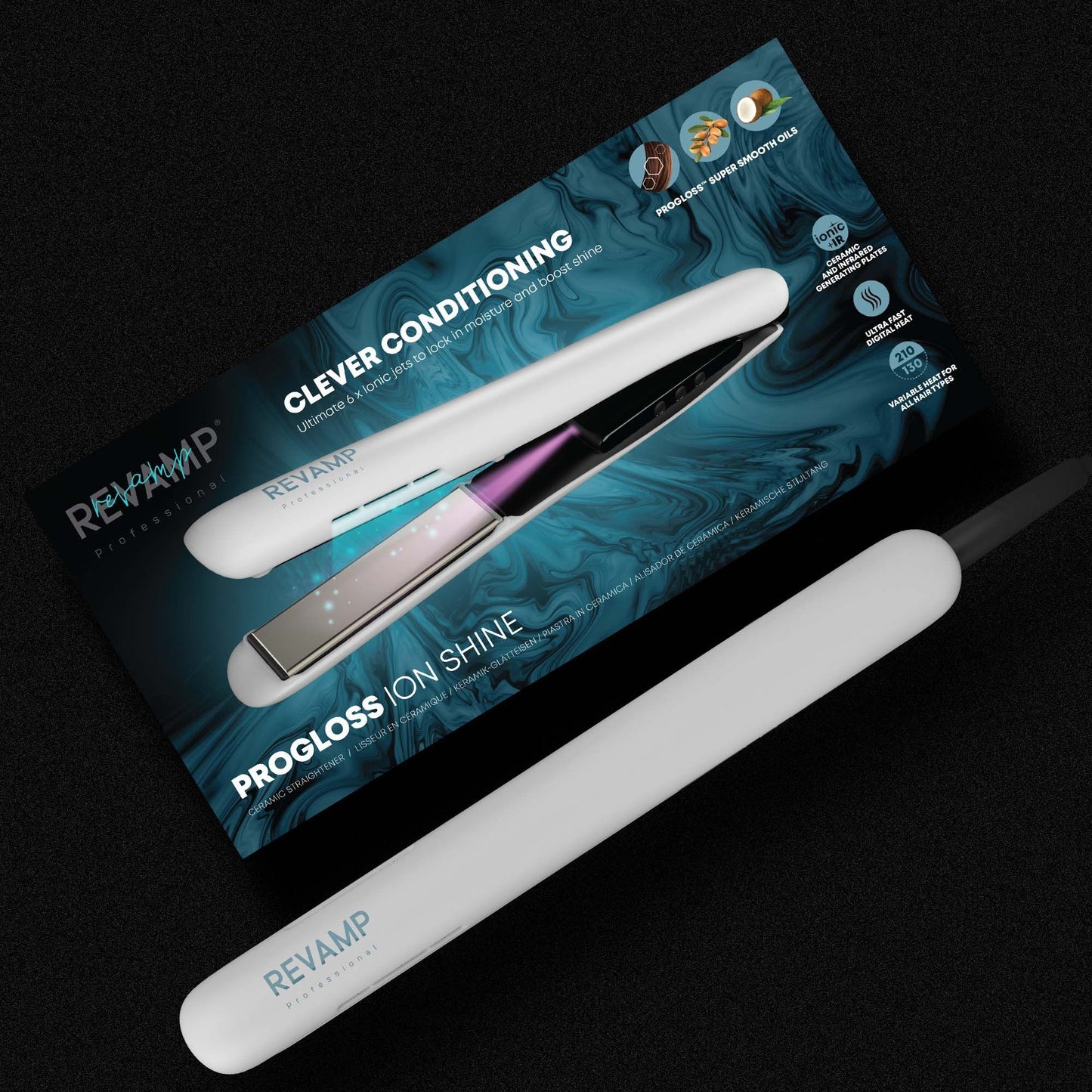 REVAMP Progloss Ion Shine Ceramic Hair Straightener White ST-1850 pegla za kosu
