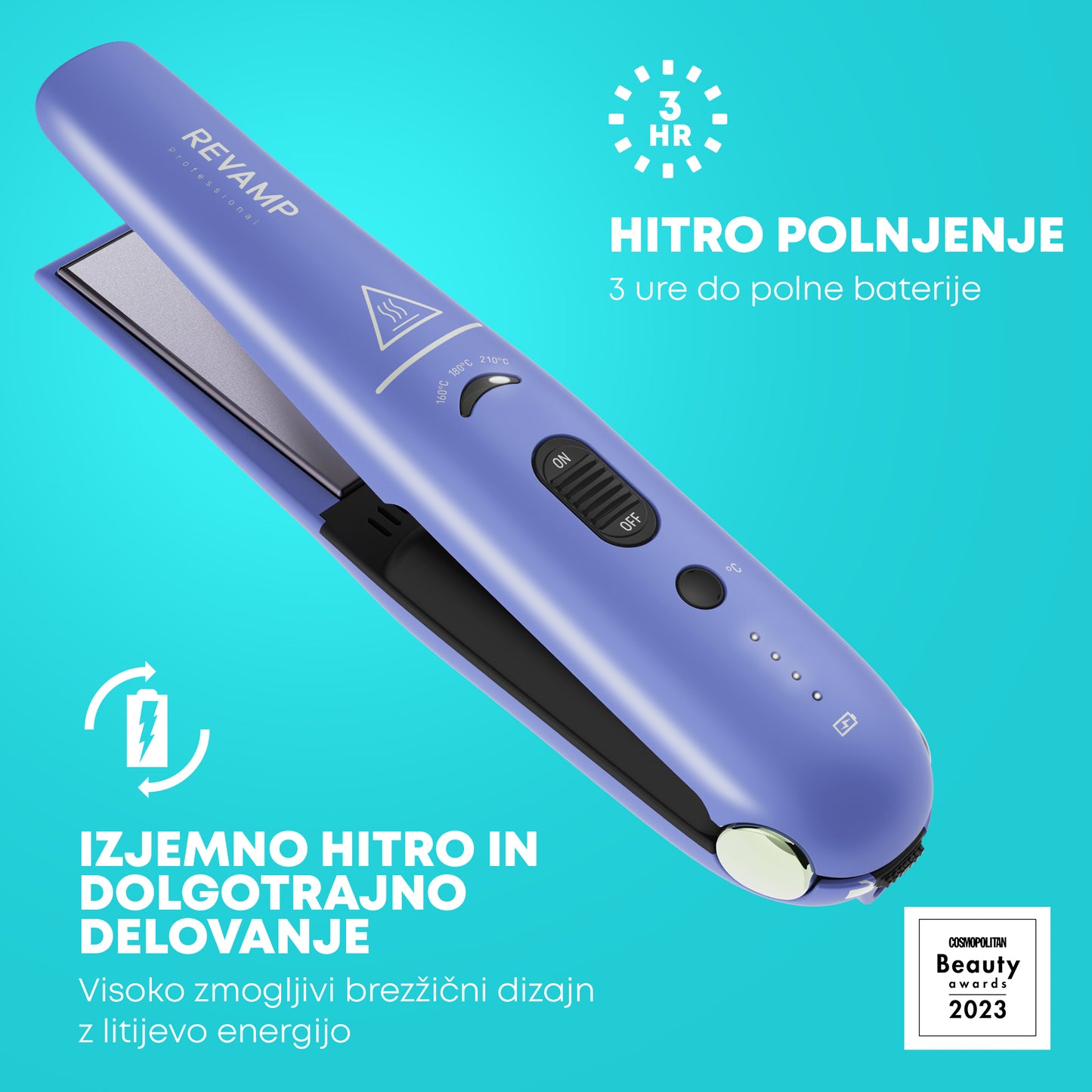 REVAMP Progloss Liberate Cordless Compact ST-1700 bežična pegla za kosu - ljubičaste boje