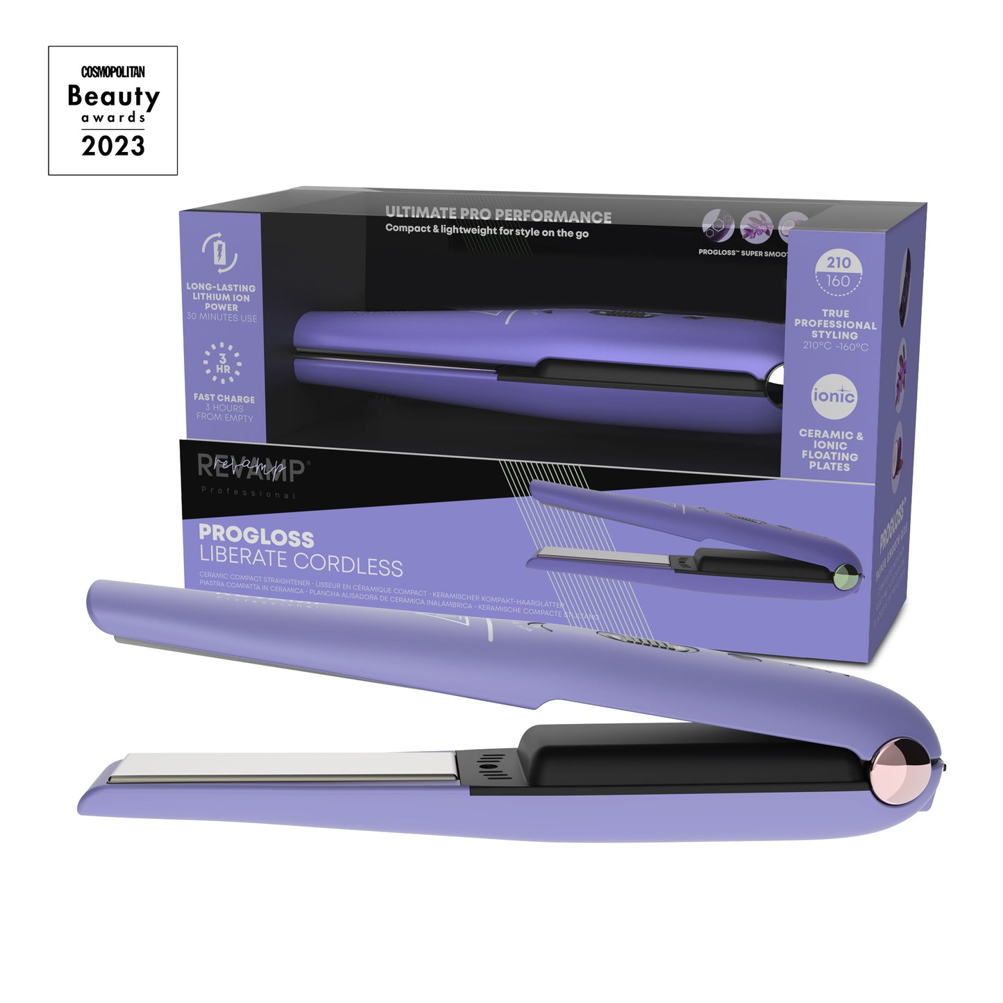 REVAMP Progloss Liberate Cordless Compact ST-1700 bežična pegla za kosu - ljubičaste boje