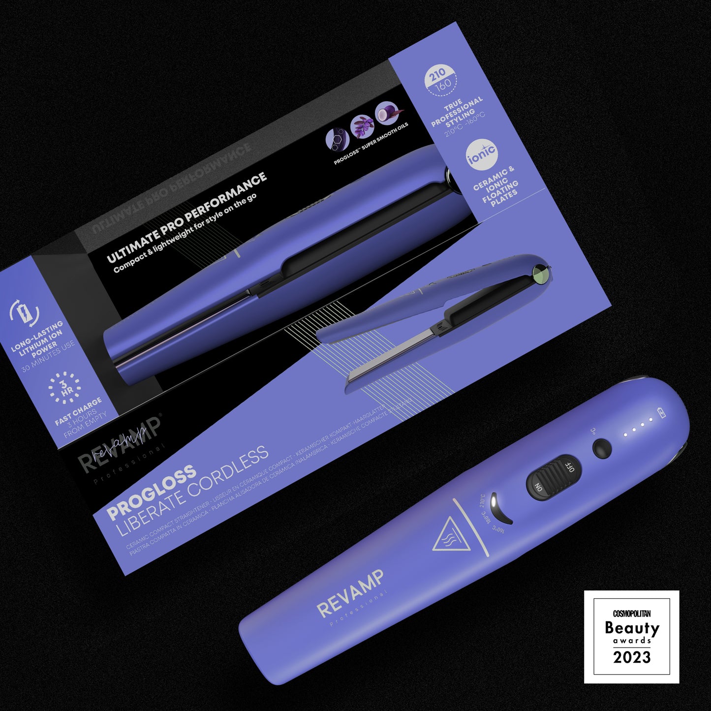 REVAMP Progloss Liberate Cordless Compact ST-1700 bežična pegla za kosu - ljubičaste boje