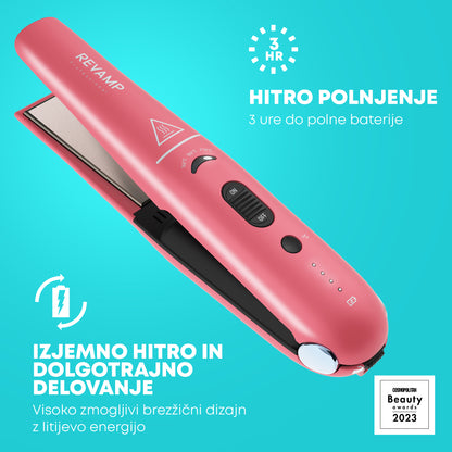 REVAMP Progloss Liberate Cordless Compact ST-1700 bežična pegla za kosu - ružičaste boje