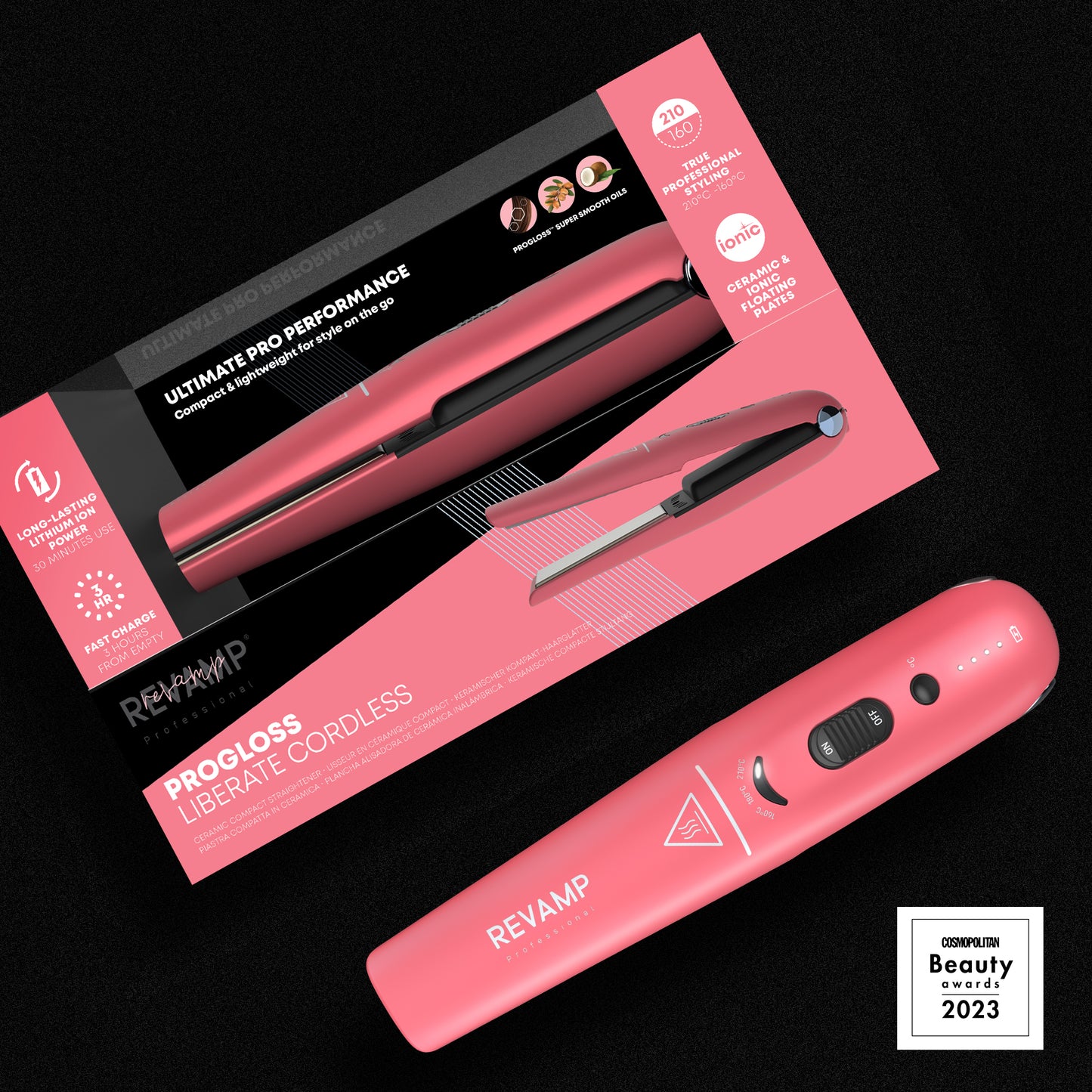 REVAMP Progloss Liberate Cordless Compact ST-1700 bežična pegla za kosu - ružičaste boje